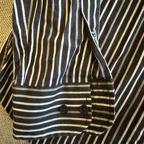 Express 1MX Fitted Stretch Cotton Collared Striped Button Down Dress Shirt Small - Picture 5 of 5